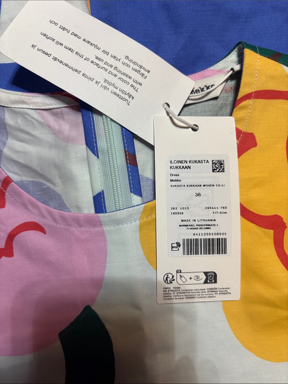 Marimekko Iloinen Kukasta Kukkaan Dress Sz US 6/36 - Picture 9 of 14